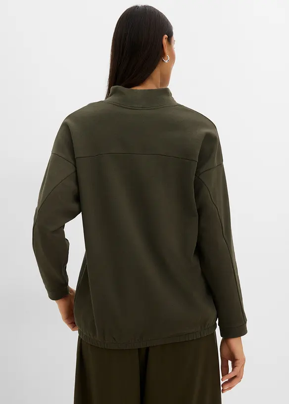 Sweatshirt mit Fledermausärmeln aus Bio-Baumwoll-Mix in grün von hinten (im Anschnitt) - bonprix