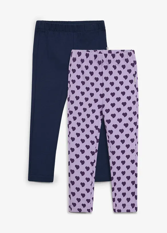 Lurchi Thermo-Leggings aus weicher Bio-Baumwolle (2er Pack) in blau von vorne - Lurchi