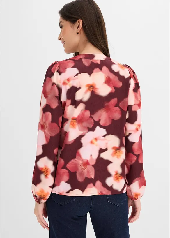 Bluse aus strukturiertem Crêpe in rot von hinten (im Anschnitt) - bonprix