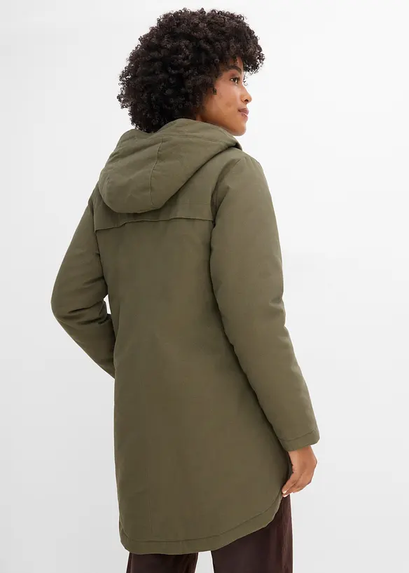 Parka mit Teddyfleece in grün von hinten (im Anschnitt) - bonprix
