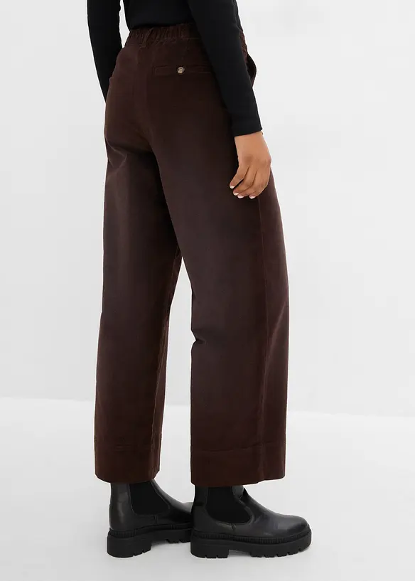 High-Waist Cordhose aus Baumwoll-Mix in braun von hinten - bonprix