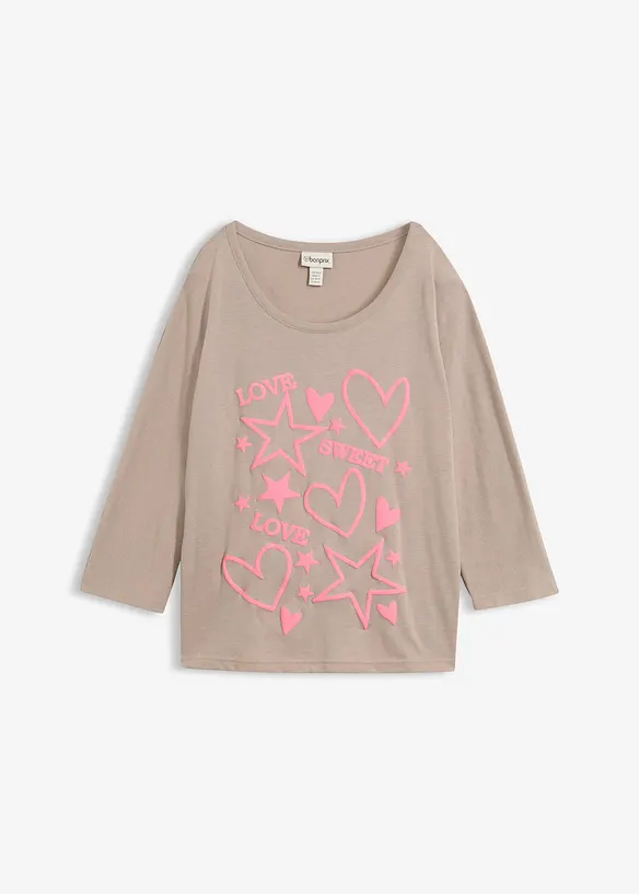 Oversize-Shirt aus Baumwoll-Mix in grau von vorne - bonprix