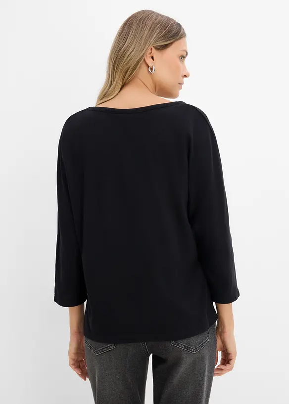 Oversize-Shirt aus Baumwoll-Mix in schwarz von hinten (im Anschnitt) - bonprix