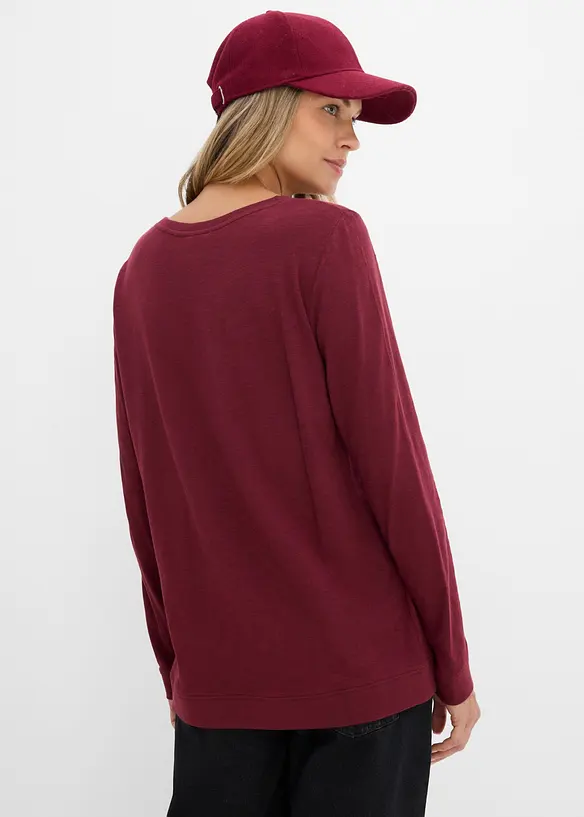 Langarmshirt aus reiner Bio-Baumwolle in rot von hinten (im Anschnitt) - bonprix