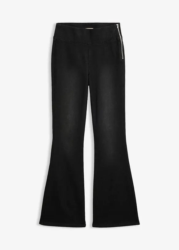 Wärmende Jeggings High Waist, Bequembund in schwarz von vorne - bonprix