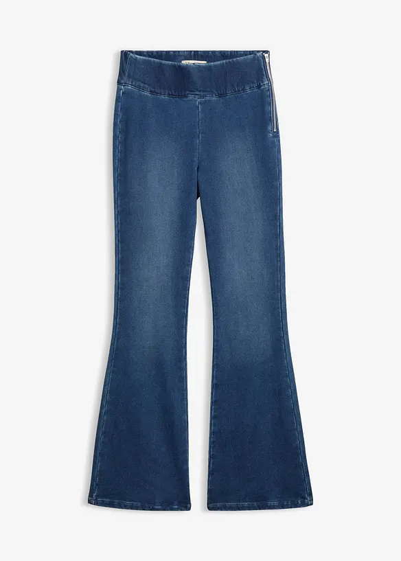Wärmende Jeggings High Waist, Bequembund in blau von vorne - bonprix