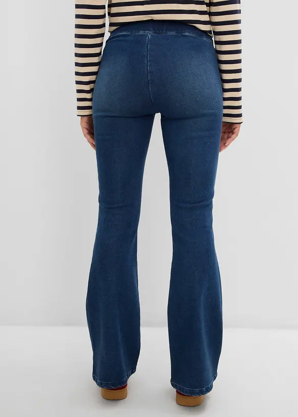 Wärmende Jeggings High Waist, Bequembund in blau von hinten - bonprix