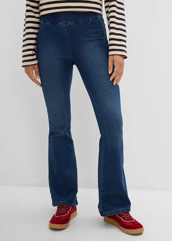 Wärmende Jeggings High Waist, Bequembund in blau von vorne - bonprix