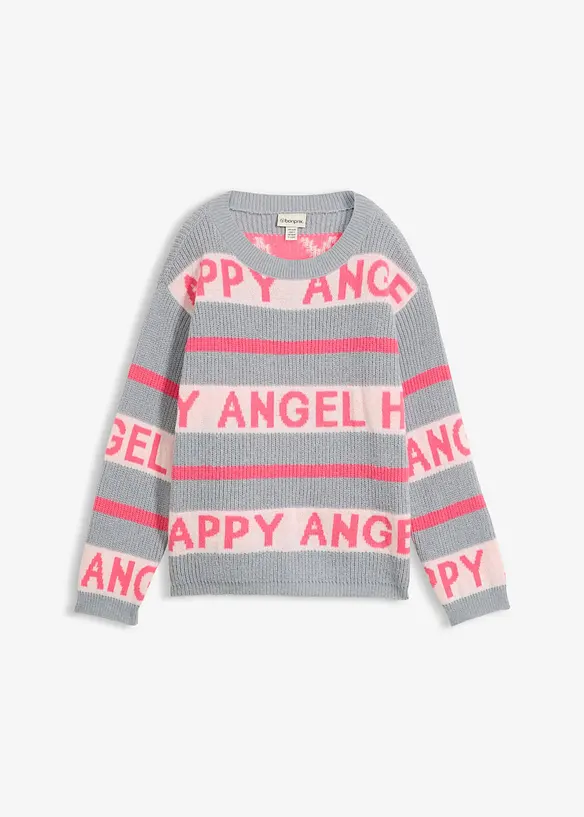 Boxy-Pullover in grau von vorne - bonprix