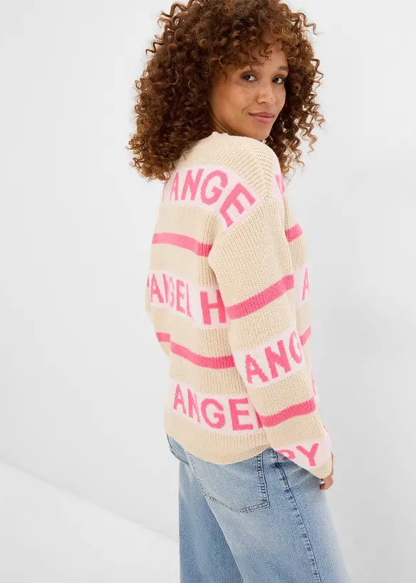 Boxy-Pullover in beige von hinten (im Anschnitt) - bonprix
