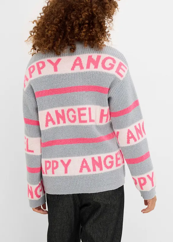 Boxy-Pullover in grau von hinten (im Anschnitt) - bonprix