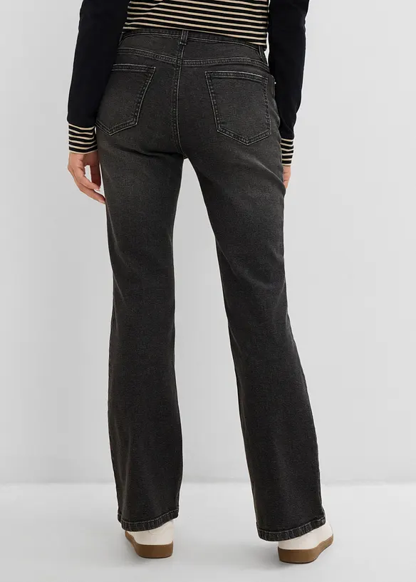 Bootcut-Jeans, High Waist in schwarz von hinten - bonprix