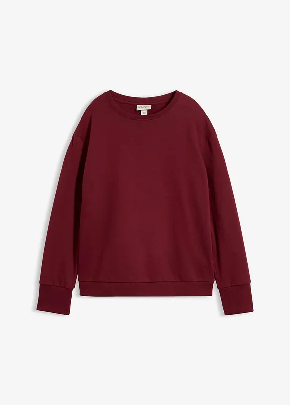 Oversize-Sweatshirt aus weichem Baumwoll-Mix in rot von vorne - bonprix