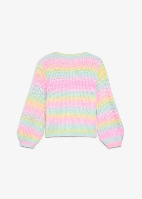Grobstrick-Pullover mit Ballonärmeln in gelb von hinten - bonprix