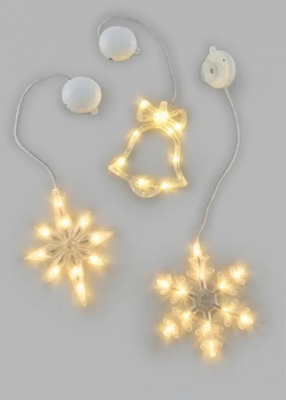 LED-Hängedeko mit Saugnäpfen (3er Pack) in weiß von vorne - bonprix