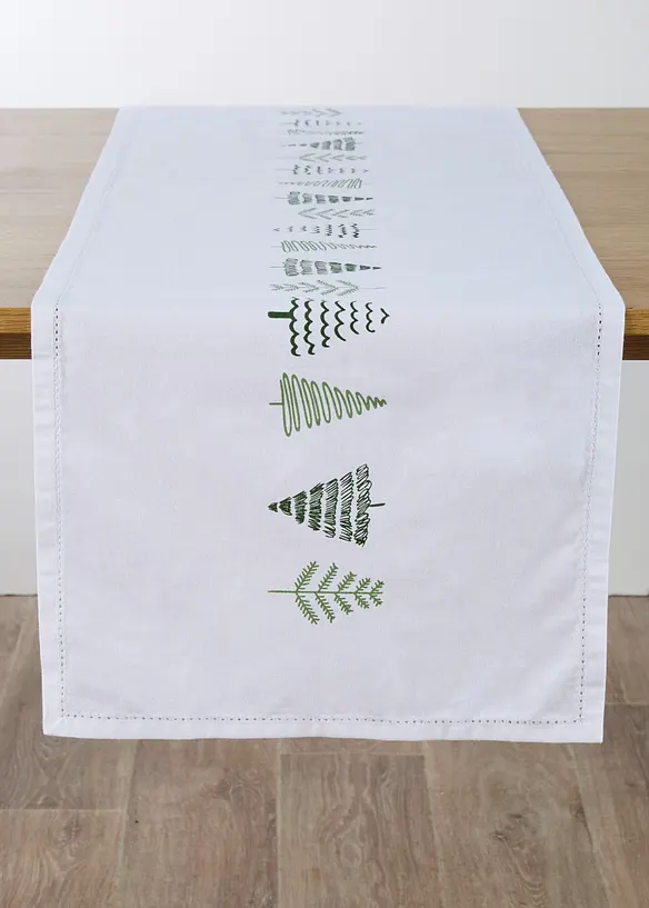 Tischläufer aus Bio-Baumwolle in weiß von vorne - bonprix
