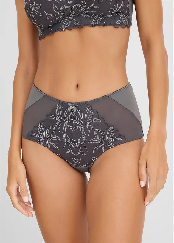 Formslip mit zarter Stickerei in grau von vorne - bonprix