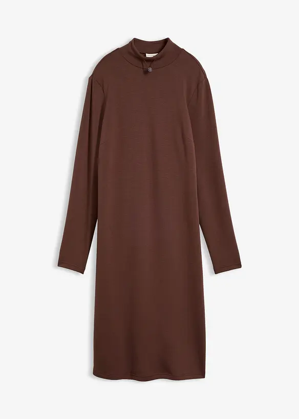Knielanges Midikleid aus feinem Viskose-Mix in braun von vorne - bonprix