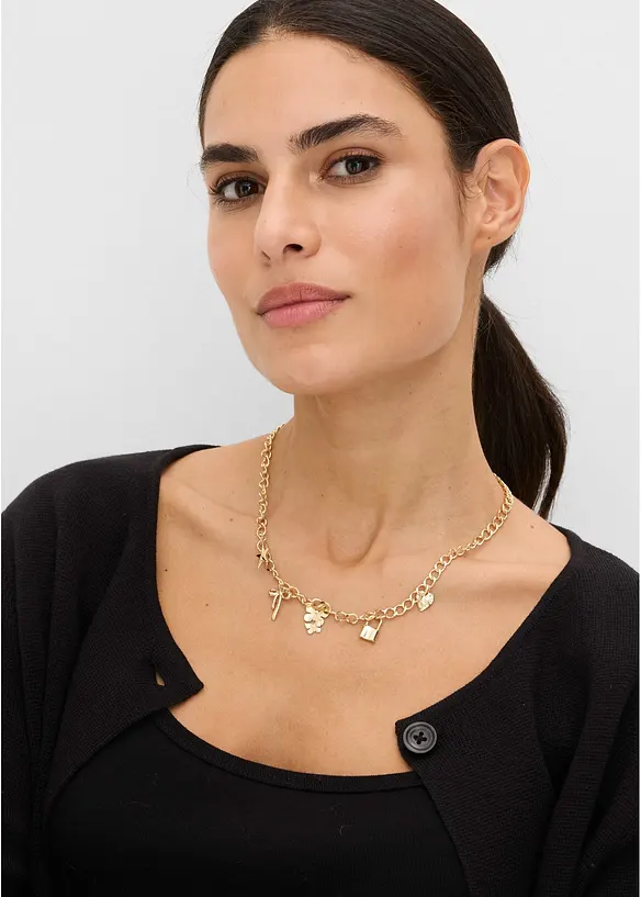 Kette mit Charms in gold von vorne (im Anschnitt) - bonprix
