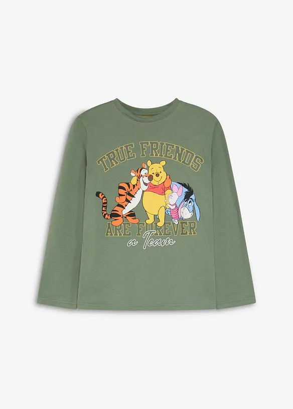 Winnie The Pooh Langarmshirt aus reiner Baumwolle in grün von vorne - Winnie The Pooh