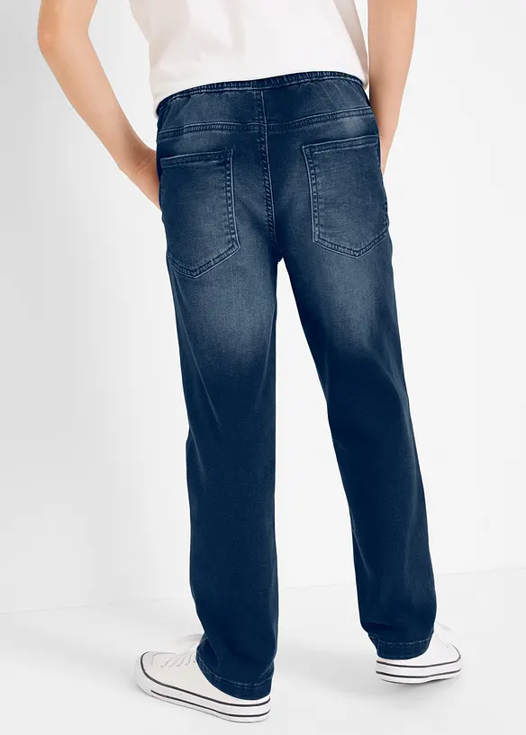 Regular Fit Schlupf-Sweat-Jeans, Straight in blau von hinten - bonprix
