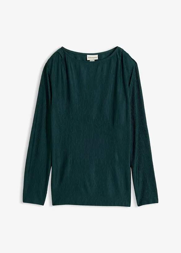Langarmshirt mit Struktureffekt in grün von vorne - bonprix Langarmshirt mit Struktureffekt in grün von vorne - bonprix