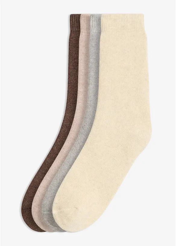 Thermo Frottee Socken mit Bio-Baumwolle (4er Pack) in beige von vorne - bonprix Thermo Frottee Socken mit Bio-Baumwolle (4er Pack) in beige von vorne - bonprix