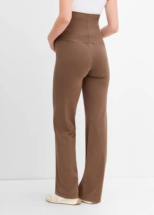 2-in-1 Jerseyhose für die Schwangerschaft und danach mit umklappbarem Bund in braun von hinten - bonprix