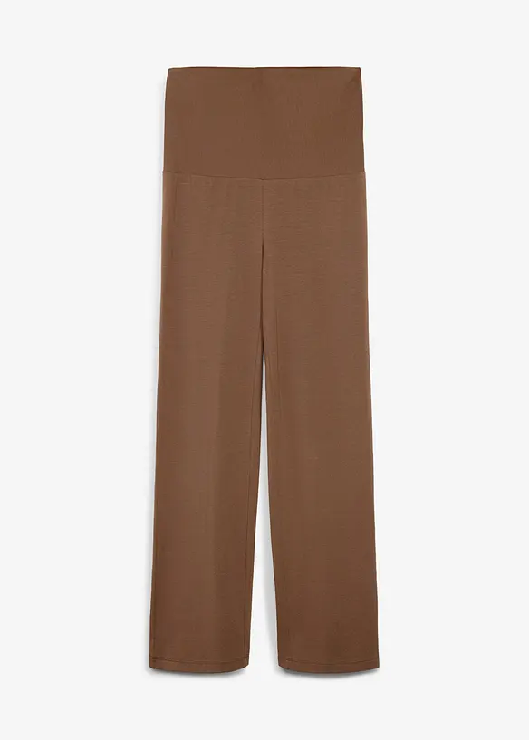 2-in-1 Jerseyhose für die Schwangerschaft und danach mit umklappbarem Bund in braun von vorne - bonprix