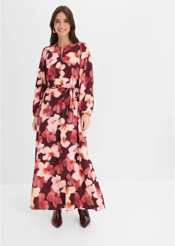 Maxikleid mit ausgestelltem Rock in rot von vorne (Totalaufnahme) - bonprix Maxikleid mit ausgestelltem Rock in rot von vorne (Totalaufnahme) - bonprix