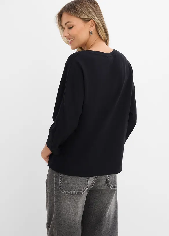 Oversize-Shirt aus Baumwoll-Mix in schwarz von hinten (im Anschnitt) - bonprix