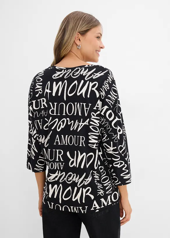 Oversize-Shirt aus Baumwoll-Viskose-Mix in schwarz von hinten (im Anschnitt) - bonprix