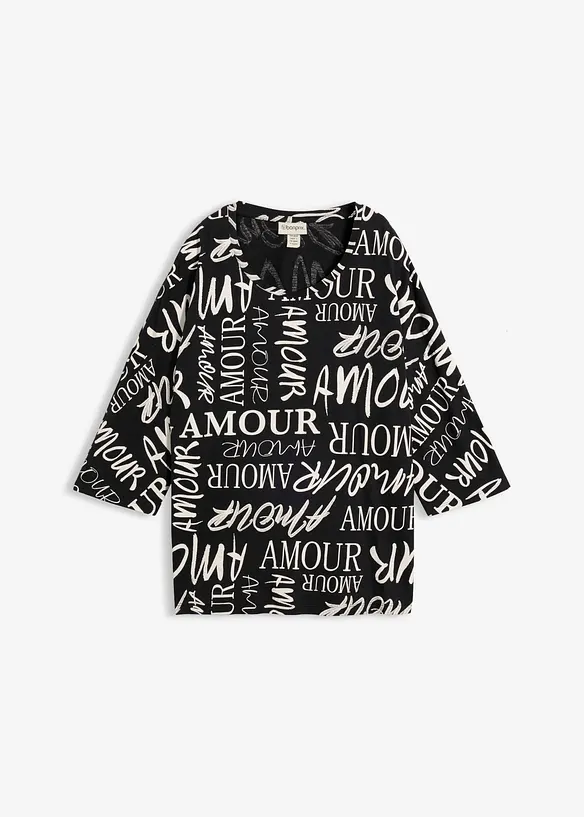 Oversize-Shirt aus Baumwoll-Viskose-Mix in schwarz von vorne - bonprix