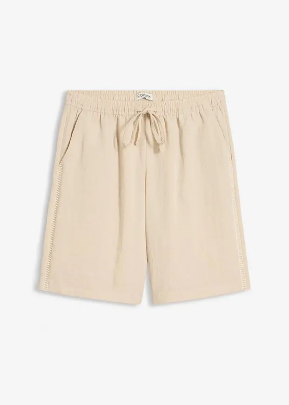 Schlupf Bermuda aus Viskose-Mix in beige von vorne - bonprix Schlupf Bermuda aus Viskose-Mix in beige von vorne - bonprix
