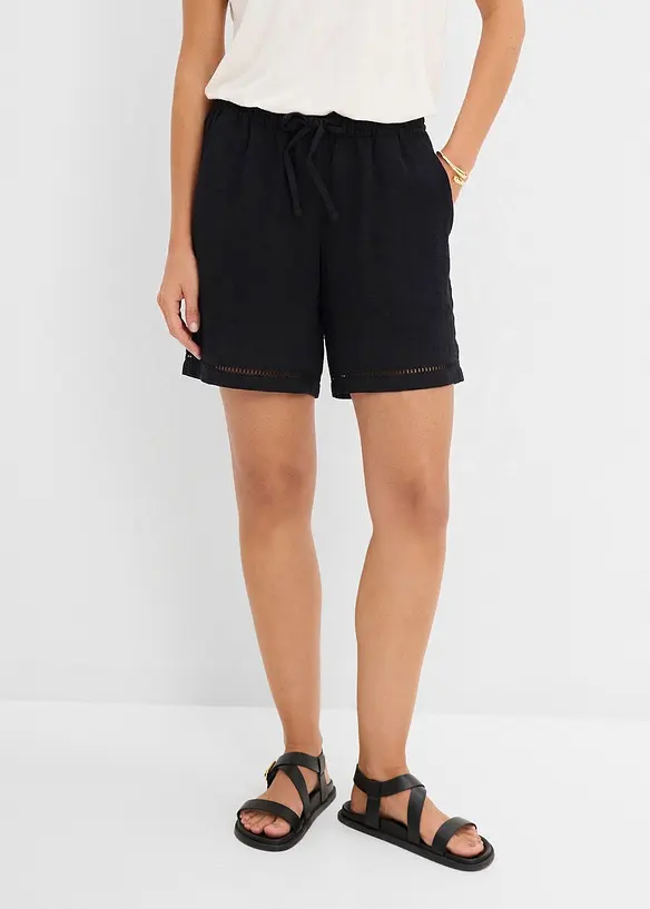 Schlupf Bermuda aus Viskose-Mix in schwarz von vorne - bonprix Schlupf Bermuda aus Viskose-Mix in schwarz von vorne - bonprix