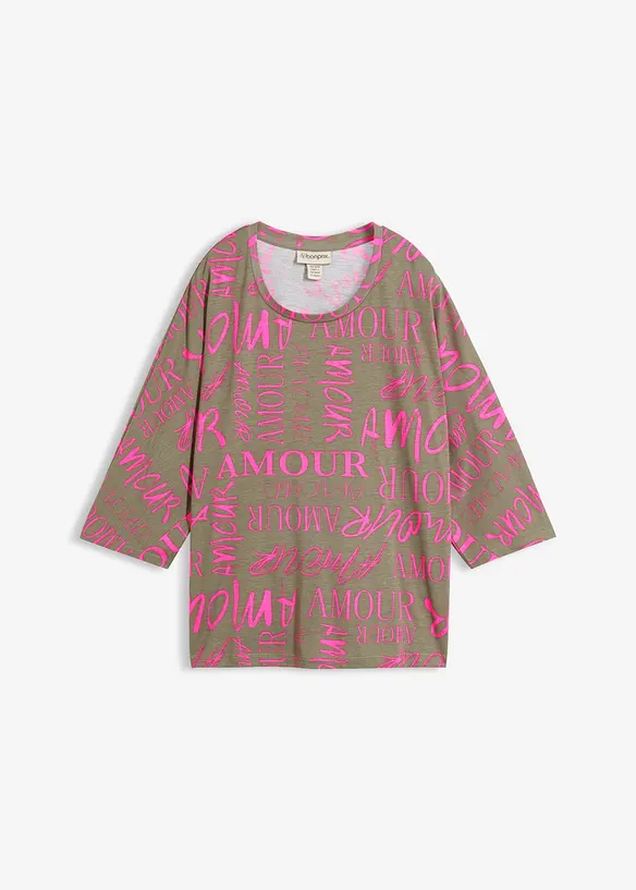 Oversize-Shirt aus Baumwoll-Viskose-Mix in grün von vorne - bonprix