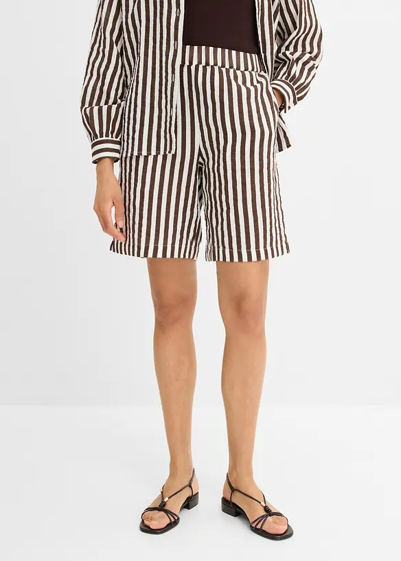 Musselin-Shorts aus reiner Baumwolle in braun von vorne - bonprix Musselin-Shorts aus reiner Baumwolle in braun von vorne - bonprix
