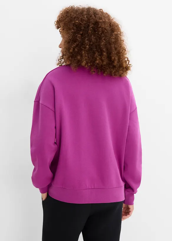 Oversize-Sweatshirt aus reiner Bio-Baumwolle in lila von hinten (im Anschnitt) - bonprix