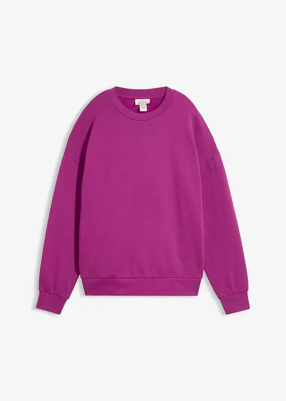 Oversize-Sweatshirt aus reiner Bio-Baumwolle in lila von vorne - bonprix