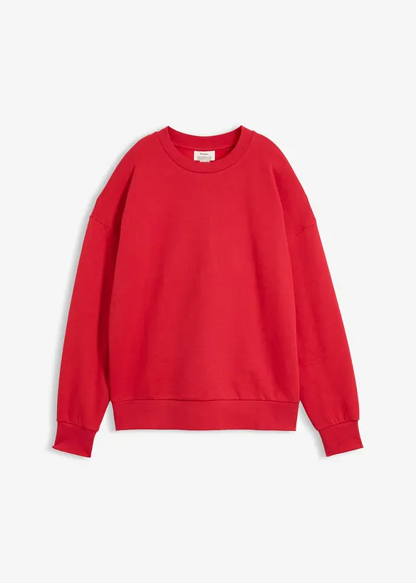 Oversize-Sweatshirt aus reiner Bio-Baumwolle in rot von vorne - bonprix