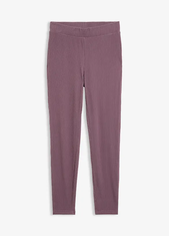 Warme gerippte Thermo-Leggings in lila von vorne - bonprix
