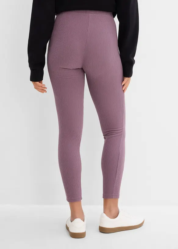 Warme gerippte Thermo-Leggings in lila von hinten - bonprix