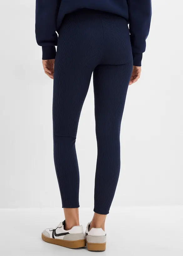Warme gerippte Thermo-Leggings in blau von hinten - bonprix