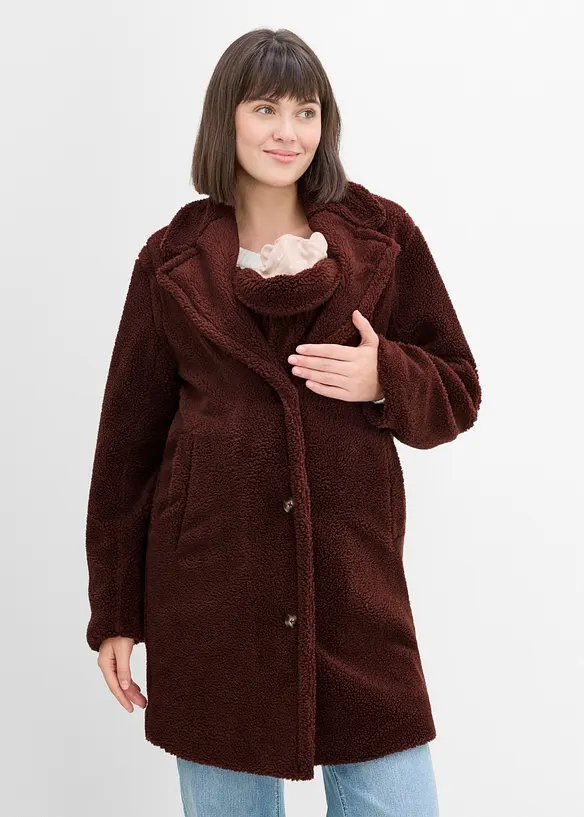 2-in-1 Umstandsmantel mit Trageeinsatz in braun von vorne (Totalaufnahme) - bonprix