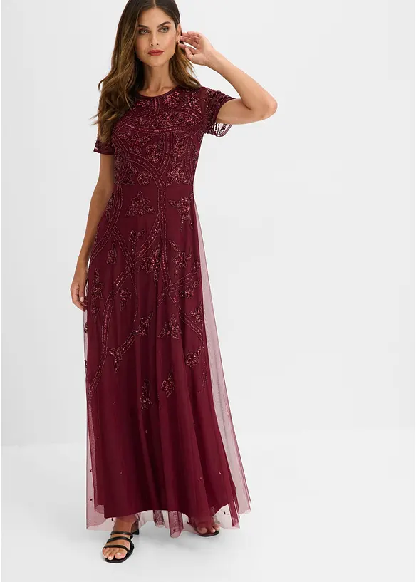 Abendkleid mit Paillettenstickerei in rot von vorne (Totalaufnahme) - bonprix Abendkleid mit Paillettenstickerei in rot von vorne (Totalaufnahme) - bonprix