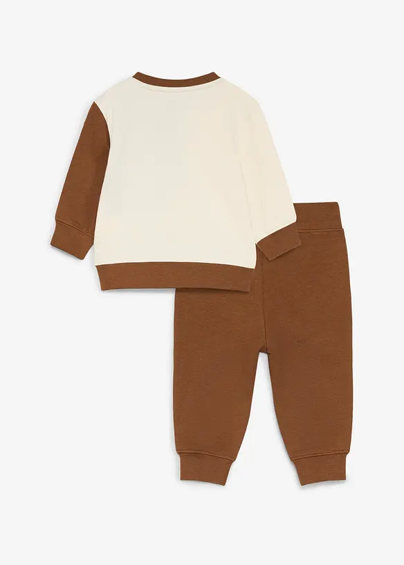 Süßes Set aus Hose und Sweatshirt aus reiner Bio-Baumwolle (2-tlg.Set) in braun von hinten - bonprix