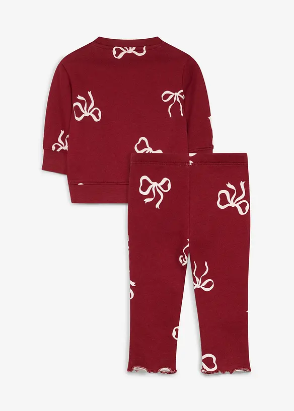 Süßes Set aus Leggings und Sweatshirt aus reiner Bio-Baumwolle (2-tlg.Set) in rot von hinten - bonprix