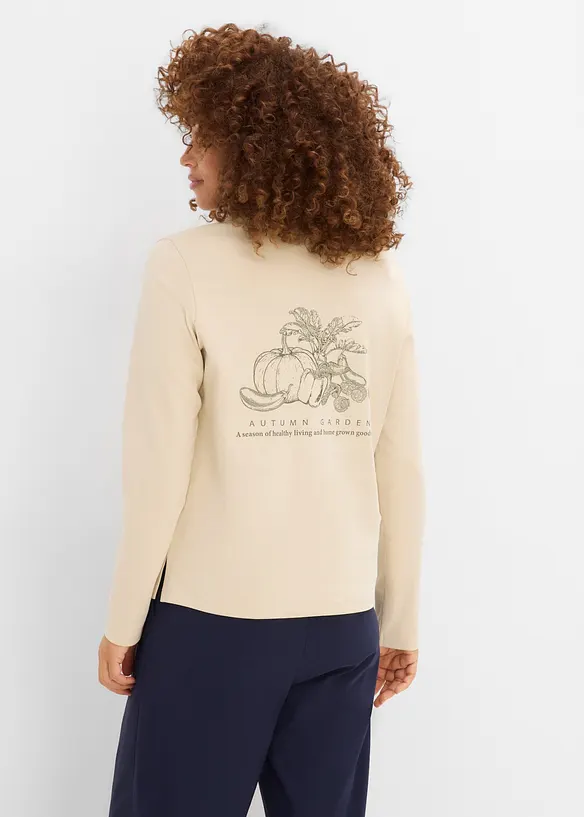 Langarmshirt aus schwerer Bio-Baumwolle in beige von vorne (im Anschnitt) - bonprix Langarmshirt aus schwerer Bio-Baumwolle in beige von vorne (im Anschnitt) - bonprix