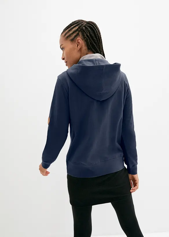 Kapuzen-Sweatjacke aus reiner Baumwolle in blau von hinten (im Anschnitt) - bonprix