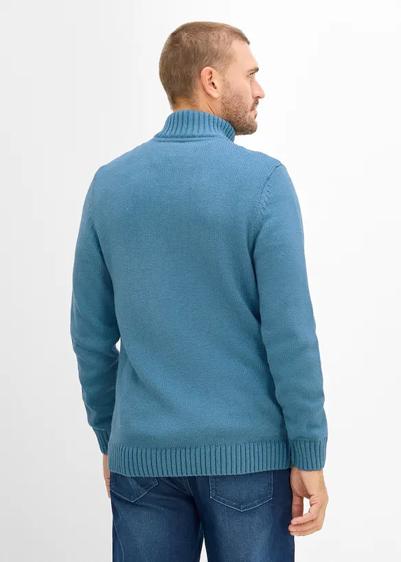 Troyer mit Zopfmuster in blau von hinten (im Anschnitt) - bonprix